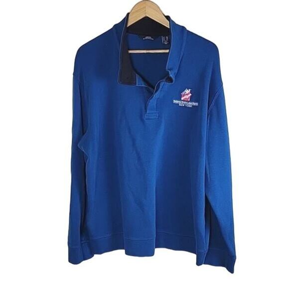 Lands End Collared Pullover Sweater Mens Blue size XXL FHLB NY Logo - Picture 10 of 10